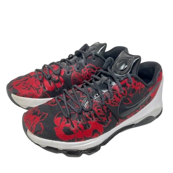 Nike KD8 EXT Red Floral Men's 8 1/2 Black Sneakers 1035:J.4.5 - Picture 6 of 10